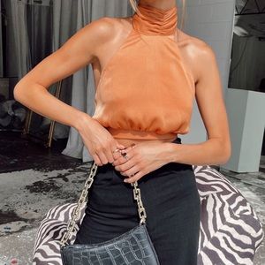 Princess Polly Paityn Top Orange/Champagne Size 4